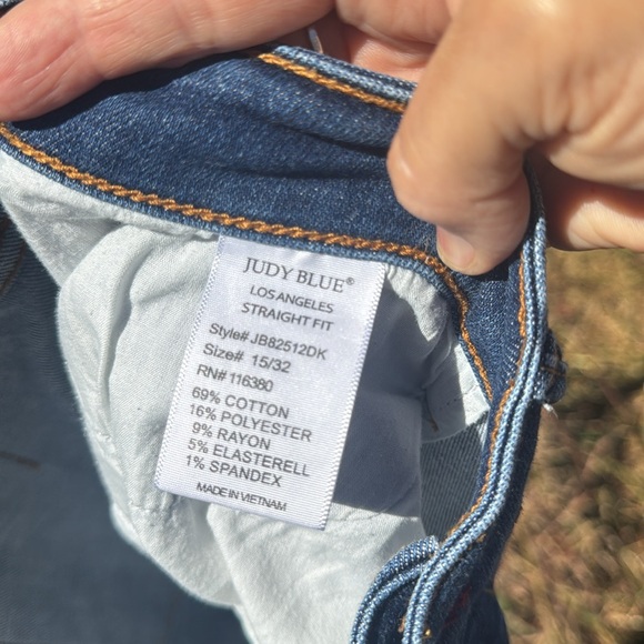 Judy Blue Straight Fit Jeans 15/32 Dark Blue Raw Frayed Hem High Rise - Picture 8 of 9